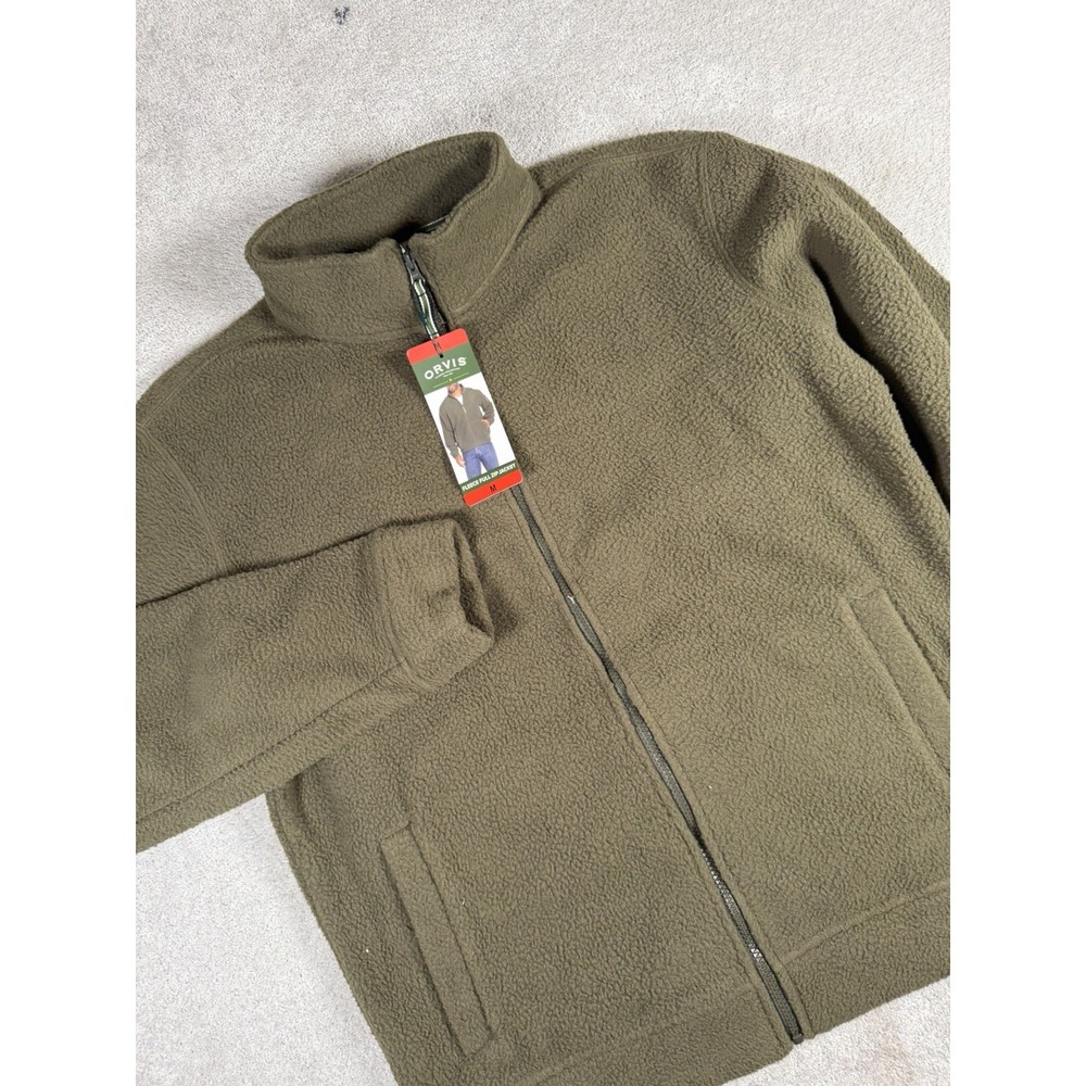 Orvis Jacket Mens M Olive Green Full Zip Fleece Sherpa 1716801 New Outdoor Warm